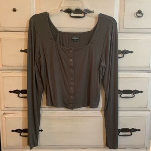 Army green button up long sleeve